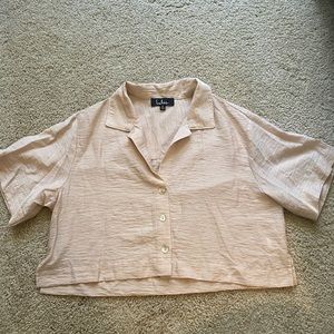 Cropped Short Sleeve Button Up